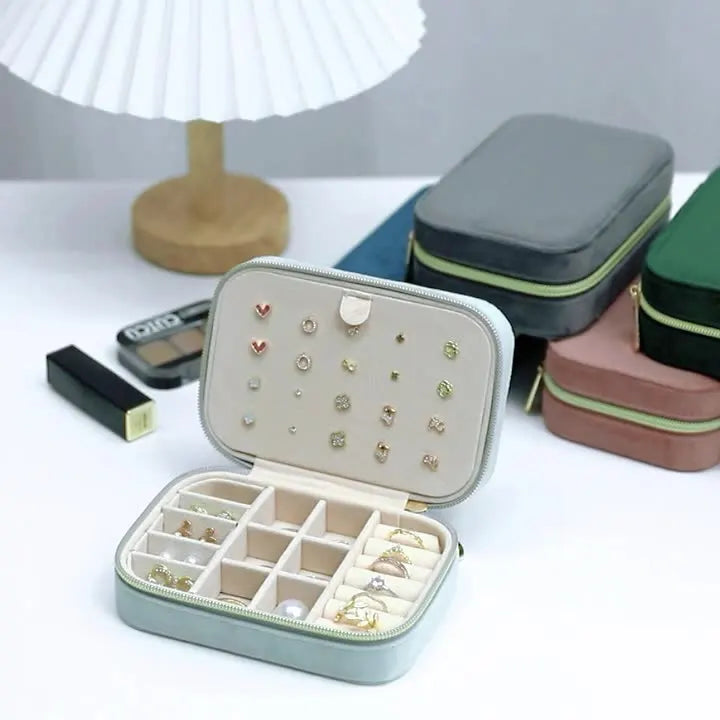Reise Schmuck Organizer Schmuckschatulle aus Samt verstellbar