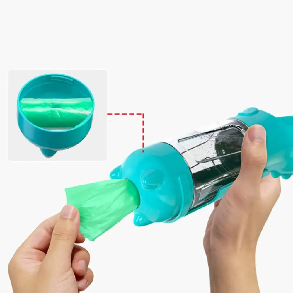 3-in-1 Hunde Wasser- und Futterspender mit Müllsackbox und Schaufel in 4 Größen und Farben