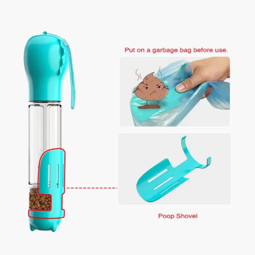 3-in-1 Hunde Wasser- und Futterspender mit Müllsackbox und Schaufel in 4 Größen und Farben