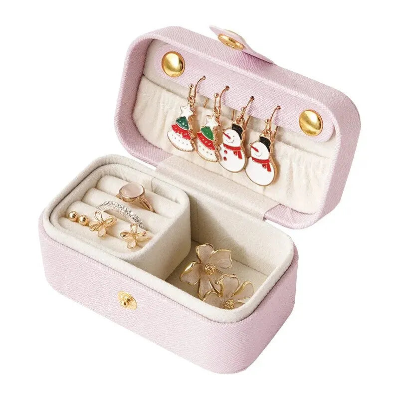 Exquisite Leder Schmuckbox – kompakte, tragbare Aufbewahrung für Ringe, Halsketten & Ohrringe für Reisen