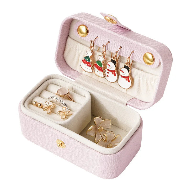 Exquisite Leder Schmuckbox – kompakte, tragbare Aufbewahrung für Ringe, Halsketten & Ohrringe für Reisen