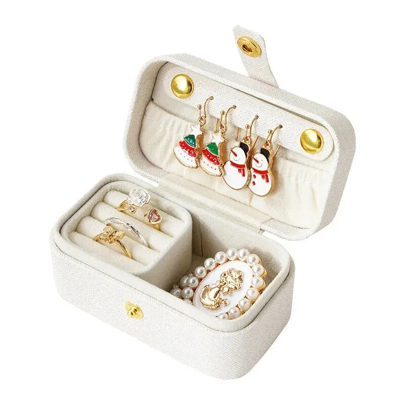 Exquisite Leder Schmuckbox – kompakte, tragbare Aufbewahrung für Ringe, Halsketten & Ohrringe für Reisen