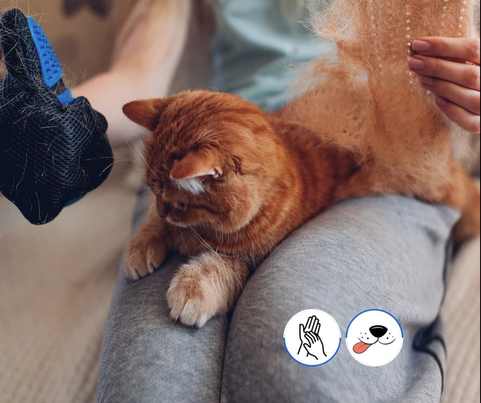 Flexible, slip-on Silikon-Handschuhe für Bürsten, Haarentfernung & Massage für Katzen und Hunde