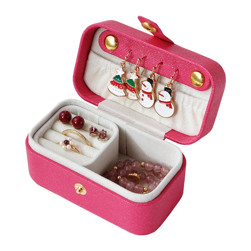 Exquisite Leder Schmuckbox – kompakte, tragbare Aufbewahrung für Ringe, Halsketten & Ohrringe für Reisen