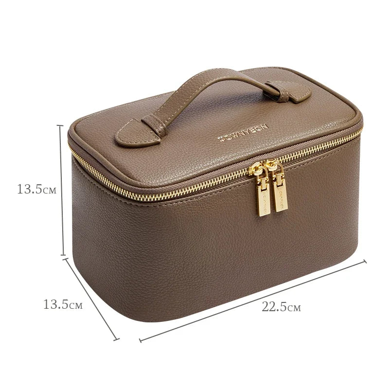 Luxus Makeup-Case Kosmetiktasche für Reisen in Creme &amp; Braun