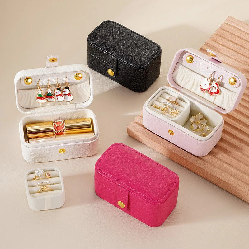 Exquisite Leder Schmuckbox – kompakte, tragbare Aufbewahrung für Ringe, Halsketten &amp; Ohrringe für Reisen