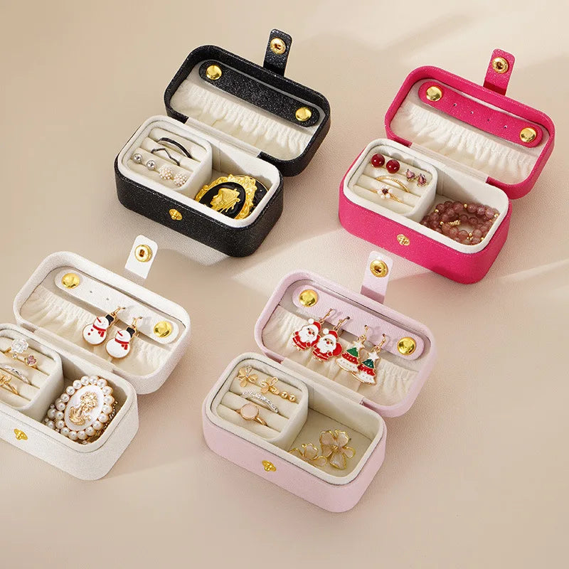 Exquisite Leder Schmuckbox – kompakte, tragbare Aufbewahrung für Ringe, Halsketten &amp; Ohrringe für Reisen