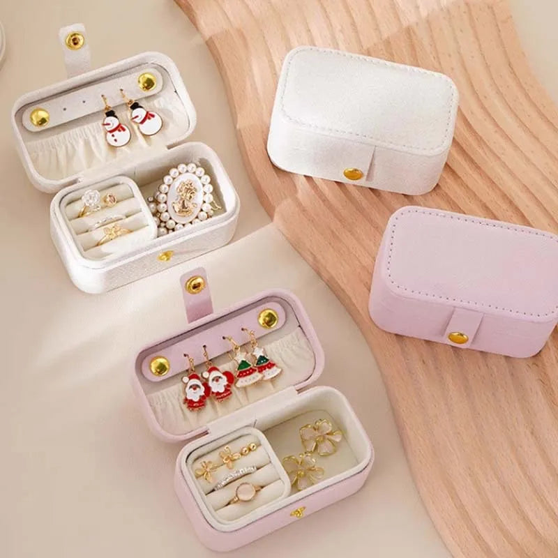 Exquisite Leder Schmuckbox – kompakte, tragbare Aufbewahrung für Ringe, Halsketten &amp; Ohrringe für Reisen