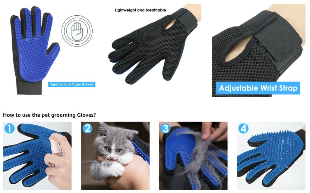Silikon-Handschuhe für Bürsten, Haustierpflege, Hundepflege, Katzenpflege